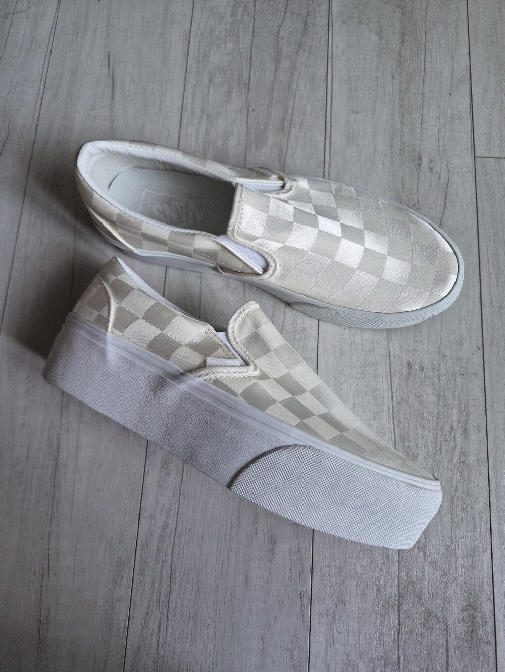 VANS NEW Classic Slip-On Stackform Satin Checkerboard